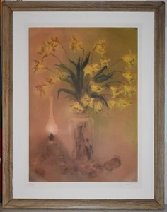 Artista Listado KAIKO MOTI, Acuatinta Grabado Firmada 'Les Jonquilles' Grande - Imagen 1 de 9