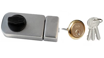 Zusatzschloss 60 Kastenschloss Türzusatzschloss +Zylinder Gleichschließend Grau. - Bild 1 von 4