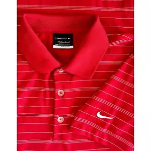 Nike Golf Poloshirt DRI-FIT gestreift rot kurzarm sportlich Oberteil Jugend Gr. M - Bild 1 von 19
