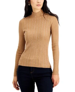 INC (J22-57*) Petite Ribbed Mock-Turtleneck Sweater Ginger Crisp Gr. PM - Bild 1 von 1