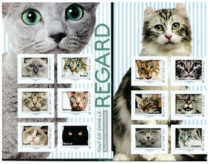 FRANCE 2017 CATS ANIMALS 2 SHEETS AUTO ADHESIVE S12584-6 - Picture 1 of 1