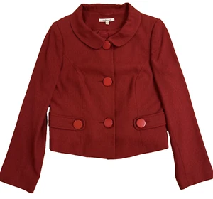 L K BENNETT Women's Deep Red Wool Occasion Jacket Blazer /Lined/UK 14 Ex Cond - Picture 1 of 12