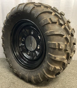 NEW GENUINE CARLISLE AT489 24X11-12 4 PLY ATV TIRE AND 4 LUG RIM - Picture 1 of 7