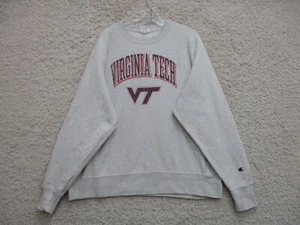 VINTAGE Champion Virginia Tech Hokies Sweater Extra Large Reverse Weave Gray Men - Picture 1 of 8