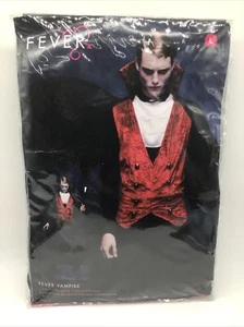 Fever Vampire Costume, Black & Red W/Waistcoat, Cape And Cravat Sz. L NEW - Picture 1 of 7