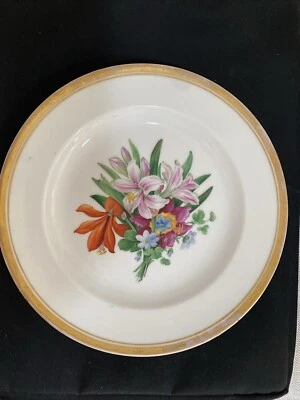 "PLACA K P M VINTAGE CON BORDE TONO DORADO 8,25"" Diámetro LIRIOS LIRIO" Foto 1 de 4