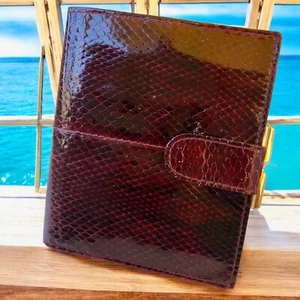 Genuine Snakeskin Wallet Vintage Oxblood Coin Purse Kiss Lock Bi-Fold Spain Soft - Picture 1 of 13