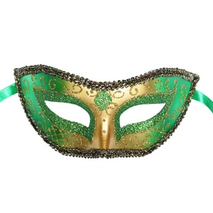 Green Venetian Mask Masquerade Ball Prom Party Mardi Gras Halloween Wedding - Picture 1 of 3