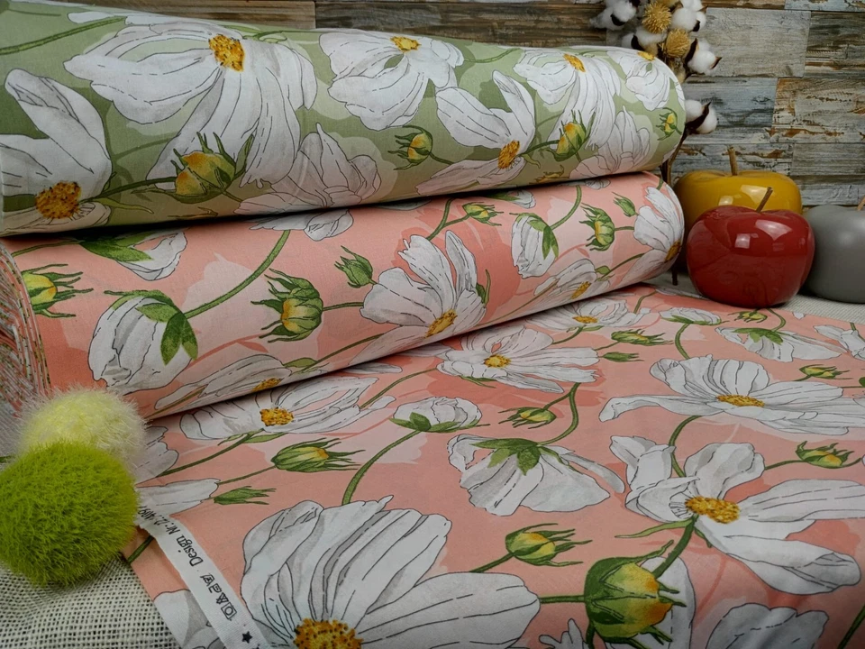 240cm Popeline Baumwolle Stoff Baumwollstoff Meterware Blumen Stoffe ÖKO-TEX - Bild 1 von 1