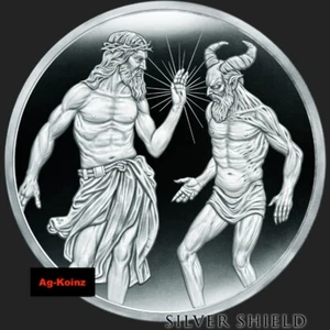 1oz 2024 Christ Defeats Satan V1 Proof Silver Shield Christ is King COA + Box - Picture 1 of 2