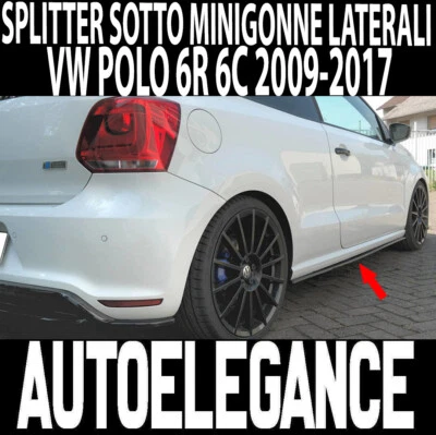 VW POLO 6R 6C 2009-2017 FLAPS SOTTO MINIGONNE LATERALI ABS NERO LUCIDO LAME - Immagine 1 di 4