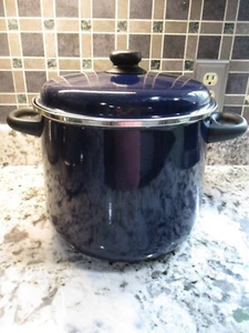 Megaware 9 Qt Blue Cookware Pot with Cover Gas Electric Induction Ceramic - Picture 1 of 5