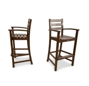 Brown Bar Stool Set Height Outdoor Chair Patio Pub Seat High Top Tall Trex Arm - Picture 1 of 3