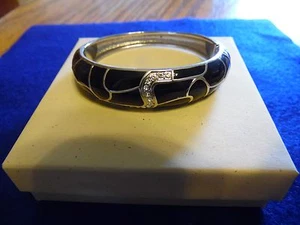 Lia Sophia Silber & Schwarz "Mäander" Magnet Armreif Armband Klein - Bild 1 von 1