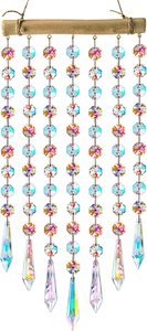 Hanging Crystal Prism Suncatcher Ornament Crystal Wind Chimes Colorful Glass Bea - Picture 1 of 12