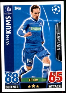 Match Attax Champions League (2015-16) Sven Kums KAA Gent Captain No. 316