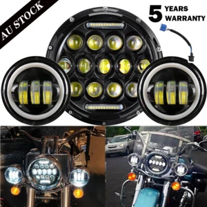 7 inch LED Headlight & 4.5" Passing Lights For Yamaha V Star 650 XVS650A Classic - Picture 1 of 12