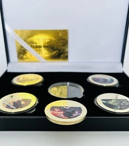 Star Wars Gold Plated Anniversary Coins Set Empire Strikes Back Yoda-Darth Vader - Picture 1 of 5