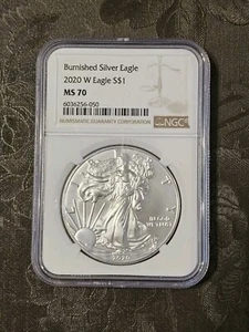 MS70 2020 W BURNISHED SILVER EAGLE NGC BROWN LABEL - Picture 1 of 2
