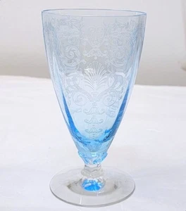 Fostoria Azul Azure Versalles Vidrio Grabado Té Helado/Vaso de Jugo 5 7/8" 740 - Imagen 1 de 6