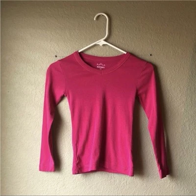 Old Navy Shirt Girls Y2K Dark Pink Long Sleeve Shirt Casual Top Girls Small 6-7 - Image 1 of 4