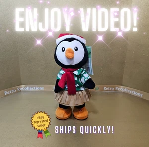 Animierter tropischer Hula Pinguin Gemmy Weihnachten Plüsch spielt auslöschbar siehe Video - Bild 1 von 24