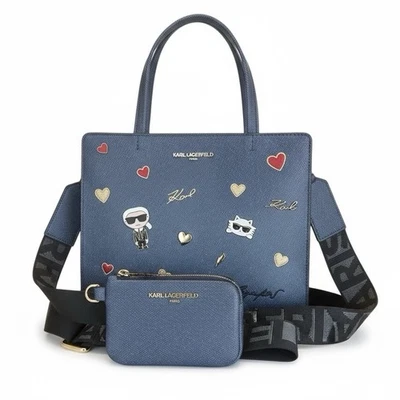 Новый KARL Lagerfeld Париж Maybelle украшенный джинсовой ткани ручная сумка сумка с короткими ручками - Изображение 1 из 4