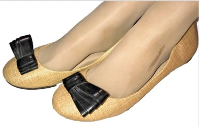 Fendi Natural Tejido Paja Zapatos Planos con Lazos Lados Talla 41 Foto 1 de 4