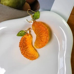 Handmade Orange Slice Summer Earrings – Creative Fruit Jewelry for Women - Picture 1 of 4