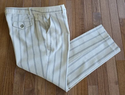 Tory Burch Cream Pinstripes Cotton Blend Stretch Dress Pants Women's Size 14 - Image 1 of 4