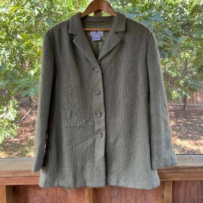 Abrigo Givenchy Mujer Vintage Mohair Y Lana Verde Claro Talla 16W Foto 1 de 4