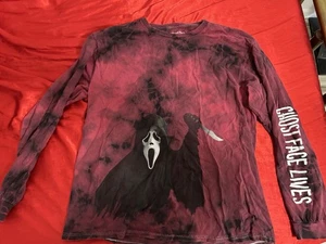 Ghost Face The Icon of Halloween T-Shirt Herren Medium Langarm Batik Rot - Bild 1 von 4