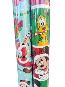2 Rolls Disney Mickey Mouse Donald Duck Goofy Christmas Wrapping Paper 50 sq ft - Picture 1 of 3