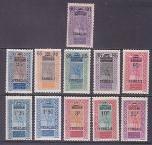 French Sudan 50-60 Mint OG 1925-27 Full Surcharged Set of 11 Very Fine Scv $72. - Picture 1 of 1