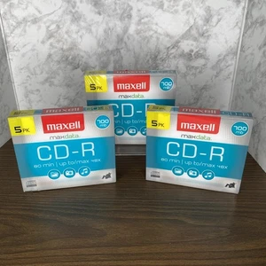 3- 5pk Maxell CD-R Maxdata 80 Min 48x 700mb Blank CDs NEW, SEALED 15 Total - Picture 1 of 5