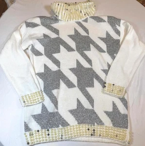 VTG Spree International Women’s knit turtleneck sweater size Large white  - Picture 1 of 8