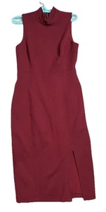White House Black Market Womens Sz 6 Sheath Dress Burgandy Side Slits Sleeveless - Picture 1 of 6