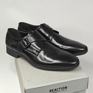 Kenneth Cole Reaction Min Monk Black Leather Slip-On Dress Shoe Men's Size 10 - Picture 1 of 9