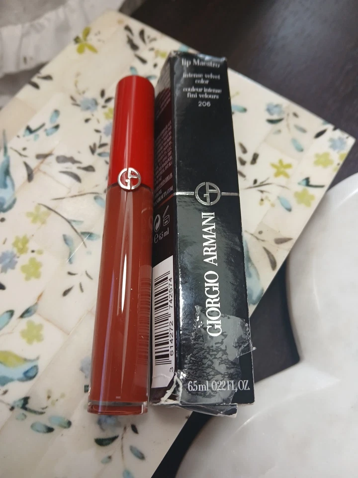 ¡Nuevo en caja! Giorgio Armani Lip Maestro Color Terciopelo Intenso ~206 Cedro ~6,5 ml Foto 1 de 1