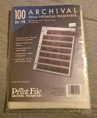 Print File 35mm Negative Preservers 35-7B Archival 90 pages open camera film  - Image 1 of 3