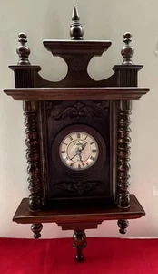 ORNATE DARK WOOD CAMELOT QUARTZ WALL CLOCK 20” X 9.5” THAILAND WORKING MUST SEE - Picture 1 of 12