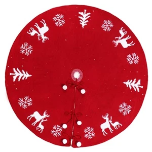 48 Inches Knit Tree Skirt Knitted Tree Skirt Deer Ornament Elk Decorative Round - Picture 1 of 4