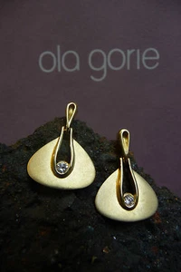 Ola Gorie Bauhaus 9ct Yellow Gold Diamond Earrings Boxed Scottish - Picture 1 of 12