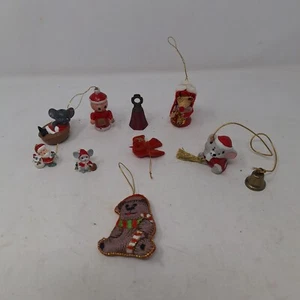 Vintage Ornaments Mixed Lot Of 9 Miniatures Christmas Tree Hanging 80s Xmas  - Picture 1 of 8