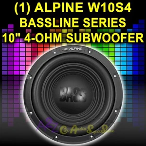 ALPINE 750 WATT 10" INCH BASSLINE SERIES SINGLE 4 OHM CAR SUB SUBWOOFER | W10S4 - Picture 1 of 2