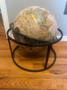 Replogle Vtg Mid Century Modern Table World Globe With Brass/Bronze Gyro Stand - Picture 1 of 4