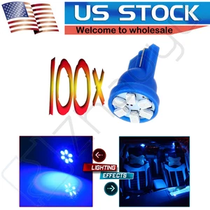 100 Blue T10 W5W 158 168 192 194 906 6-SMD LED Dash Speedometer Instrument Light - Picture 1 of 4