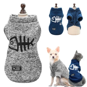 Dog Jumpers Medium Small Clothes Sweaters for Dogs Cats Pet Supplies Grey Blue - Picture 1 of 14