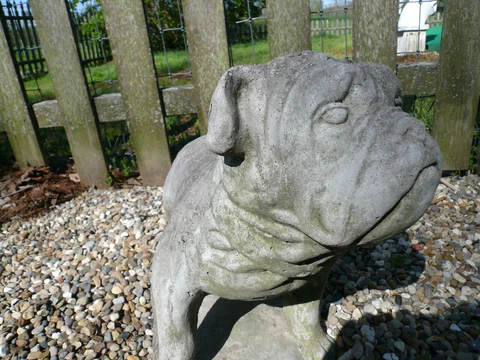 BIG OLE REGAL BULLDOG VINTAGE CEMENT/CONCRETE GARDEN STATUE BULLIE 14"TALL Cover