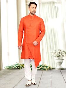 100% Cotton Wear Men's Shirt Indian Ethnic Dress Men's Kurta Plain Size S-7XL